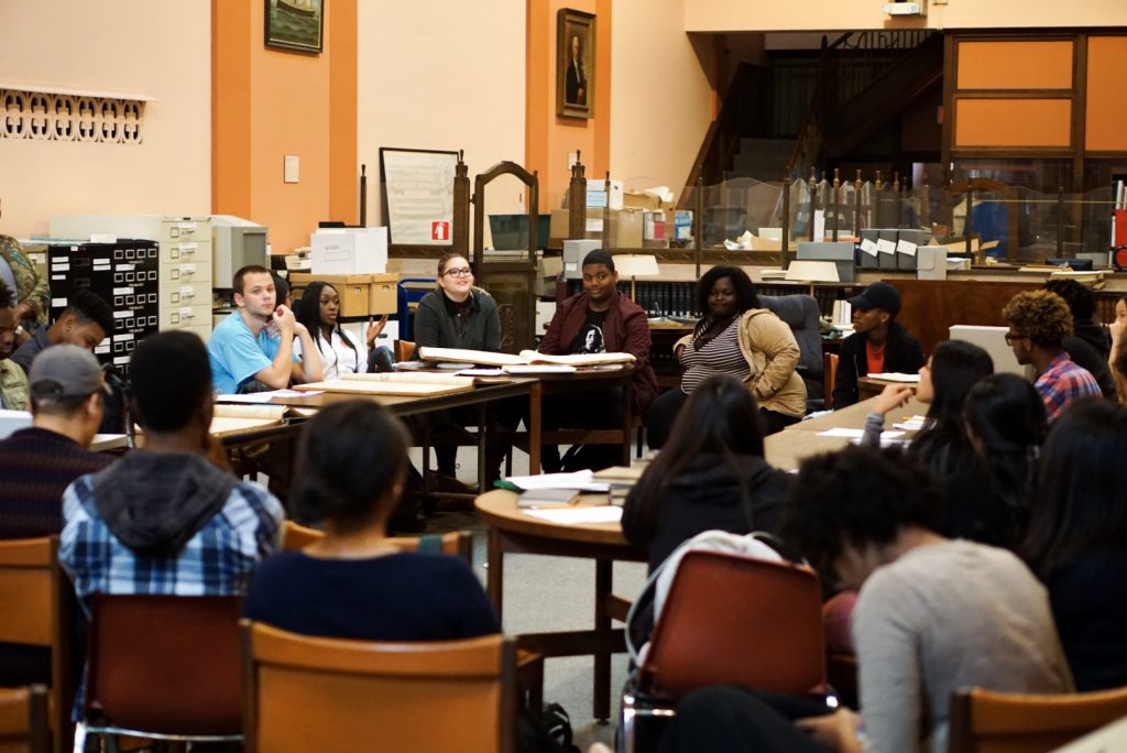 Graduate students doing research, Delaware Historical Society