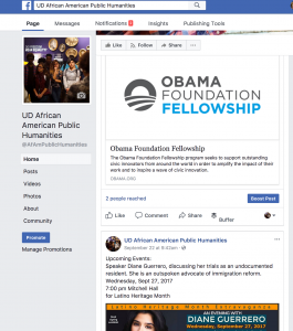 UD African American Public Humanities Facebook Page